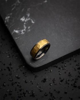 Preview: 8 mm Titanring mit schwarzem und goldenem Finish - Timor Black Gold